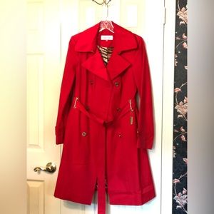 Calvin Klein red trench coat size small